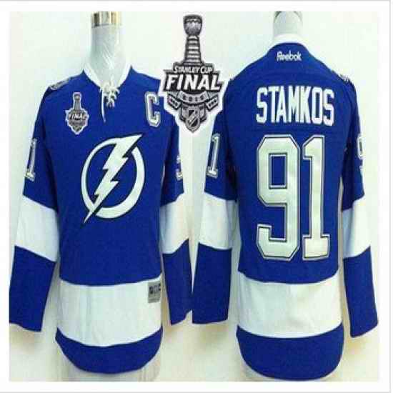 Tampa Bay Lightning #91 Steven Stamkos Royal Blue 2015 Stanley Cup Stitched Youth NHL Jersey